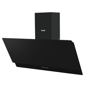 Baridi Angled Chimney Cooker Hood with Carbon Filters & LED Lamp 90cm, Energy Class A - Black Glass - SE-DH106