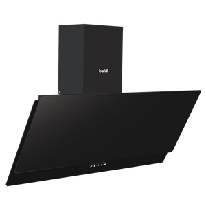 Baridi Angled Chimney Cooker Hood with Carbon Filters & LED Lamp 90cm, Energy Class A - Black Glass - SE-DH106