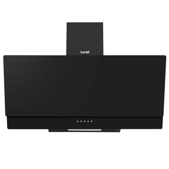 Baridi Angled Chimney Cooker Hood with Carbon Filters & LED Lamp 90cm, Energy Class A - Black Glass - SE-DH106