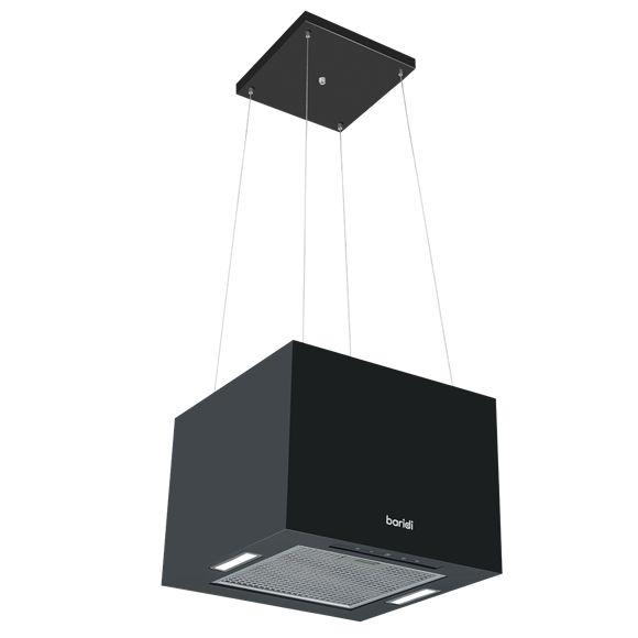 Baridi Square Island Cooker Hood 40cm - Black - SE-DH109