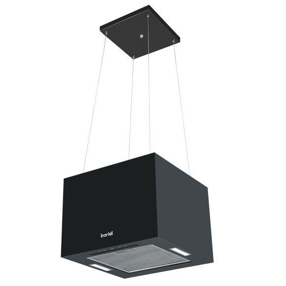 Baridi Square Island Cooker Hood 40cm - Black - SE-DH109