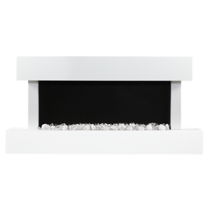 Sealey | Baridi 46" Wall Mounting 1000W/2000W Electric Fireplace with LED Flame Effects, Side Glass Decoration and Pebble Accessories, White - DH113