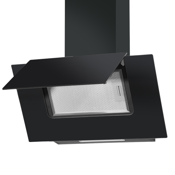 Sealey | Baridi Angled Chimney Cooker Hood with Carbon Filters & LED Lamp - Black Glass - DH129