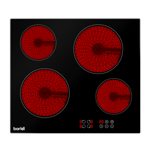 Sealey | Baridi Integrated Ceramic Hob with 4 Cooking Zones 60cm - Black Glass - DH131