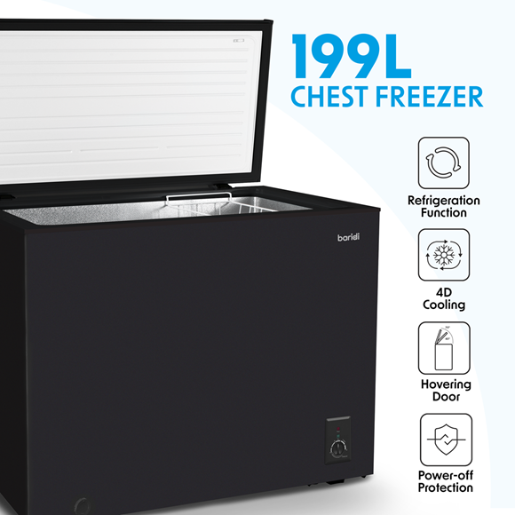 Sealey | Baridi Freestanding Chest Freezer 199L Capacity - Black - DH151