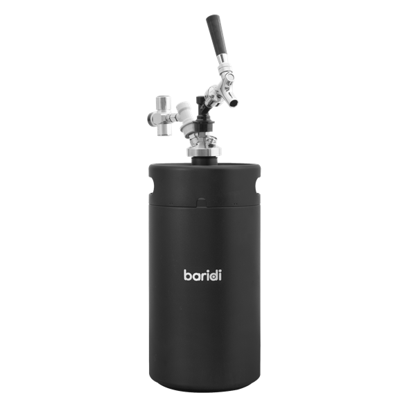 Sealey | Baridi 5L Matte Black Mini Keg Growler Deluxe Style Beer Tap and CO2 Cartridge Holder - DH162