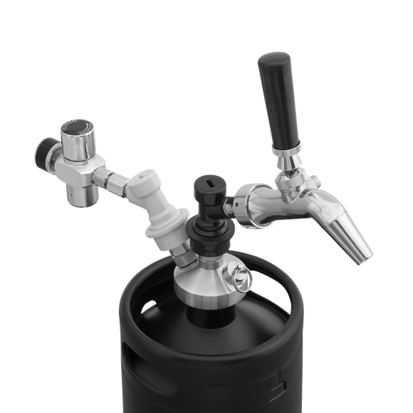 Sealey | Baridi 5L Matte Black Mini Keg Growler Deluxe Style Beer Tap and CO2 Cartridge Holder - DH162