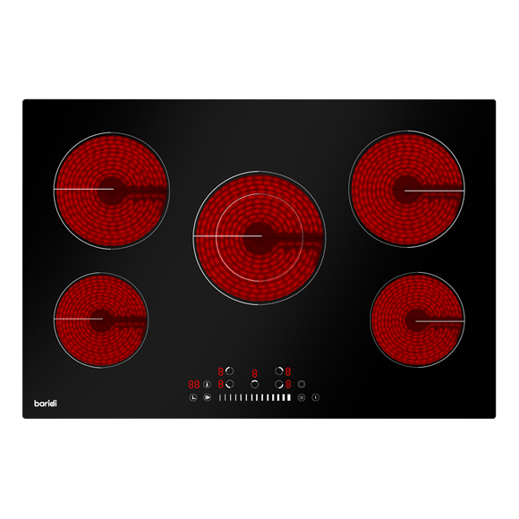 Sealey | Baridi Integrated Ceramic Hob with 5 Cooking Zones 77cm - Black Glass - DH175