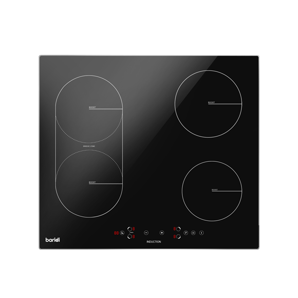 Sealey | Baridi Integrated Induction Hob with 4 Cooking Zones & Bridge Zone 60cm 2800W Output - DH178