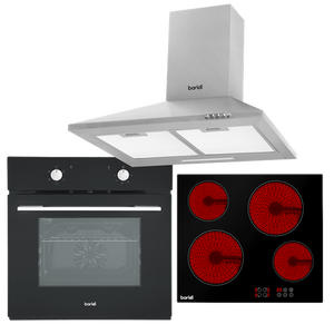 Sealey | Baridi Integrated Ceramic Hob with 4 Cooking Zones, Integrated Fan-Assisted Electric Oven & Cooker Hood with Carbon Filters - DH185