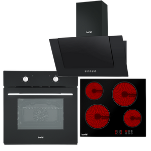 Sealey | Baridi Integrated Ceramic Hob with 4 Cooking Zones, Integrated Fan-Assisted Electric Oven & Angled Chimney Cooker Hood with Carbon Filters & LED Lamp - DH186