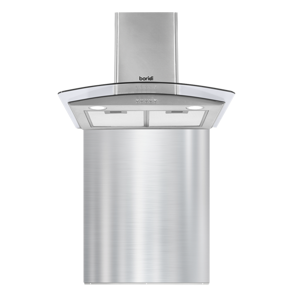 Sealey | Baridi Curved Glass Cooker Hood with Carbon Filters, LED Lights & Splashback 60cm - Stainless Steel - DH208