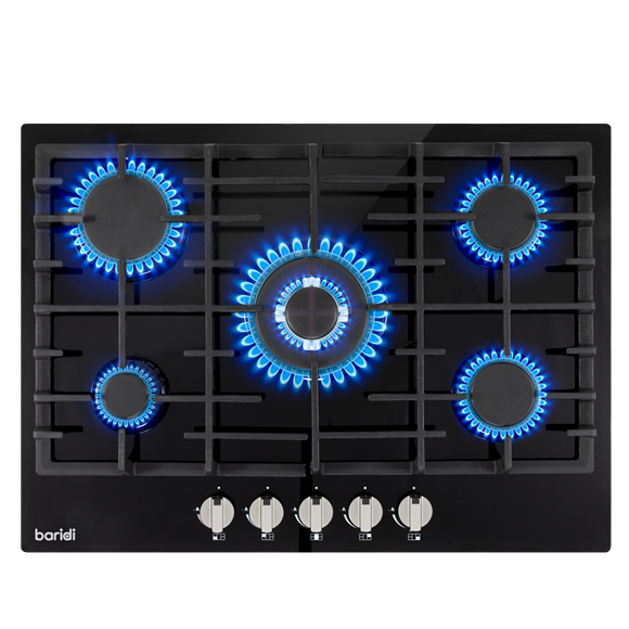 Sealey | Baridi Gas Hob with 5 Cooking Zones 70cm - Black - DH228