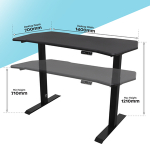 Sealey | Dellonda Carbon Electric Height Adjustable Standing Desk, 1400 x 700mm Dual Motor 100kg - DH241