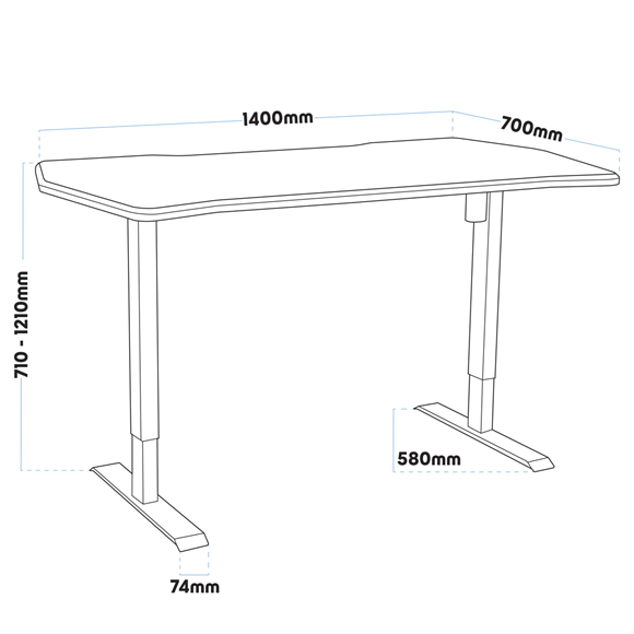 Sealey | Dellonda Carbon Electric Height Adjustable Standing Desk with Memory, Quiet, 1400 x 700mm - DH43