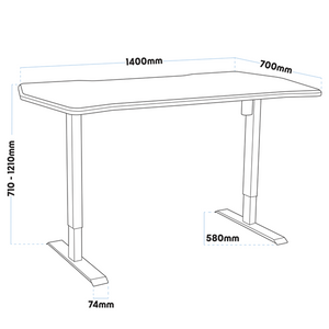 Sealey | Dellonda Carbon Electric Height Adjustable Standing Desk with Memory, Quiet, 1400 x 700mm - DH43