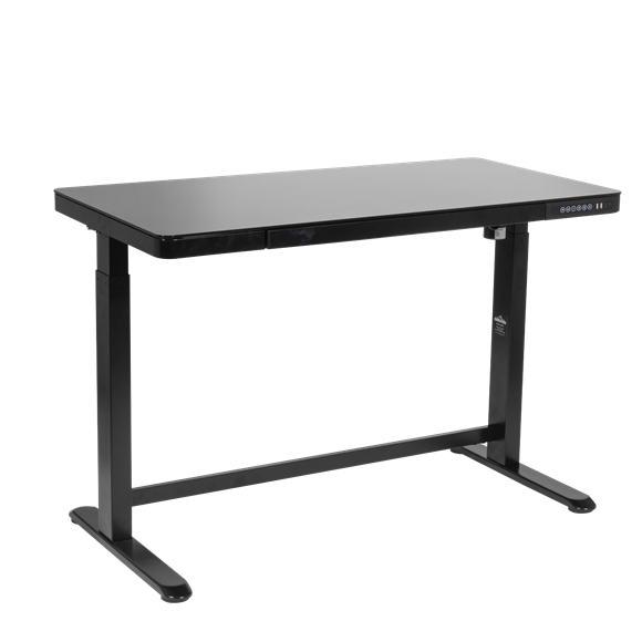 Sealey | Dellonda Single Motor Ultra-Quiet Electric Desk with Control Panel, USB Port & Drawer - Black Desktop - DH53