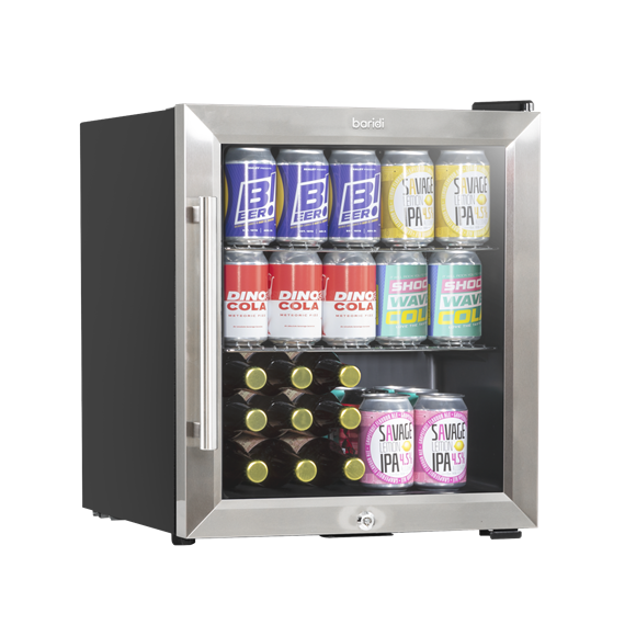 Sealey | Baridi Mini Tabletop Beer & Drinks Fridge 50L Capacity - Stainless Steel - DH75