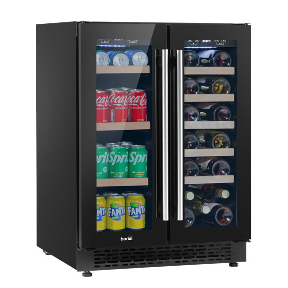 Sealey | Baridi 40 Bottle/120 Can Under-Counter/Freestanding Dual Zone Wine Fridge & Cooler 60cm - DH96