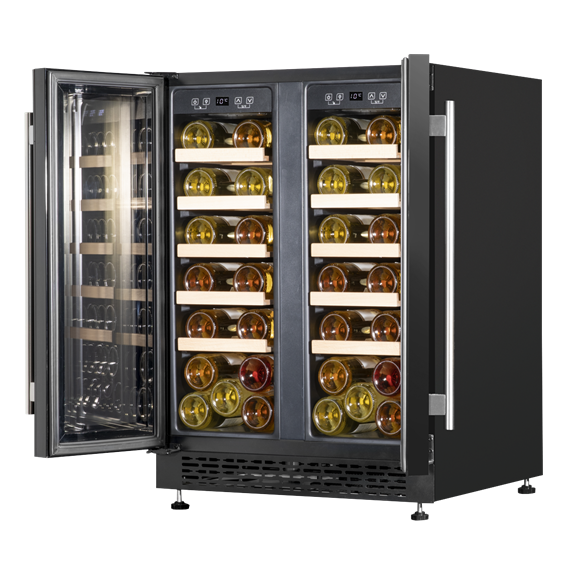 Sealey | Baridi 40 Bottle/120 Can Under-Counter/Freestanding Dual Zone Wine Fridge & Cooler 60cm - DH96