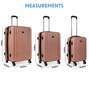 Sealey | Dellonda Lightweight ABS Luggage Set with TSA Lock - Rose Gold - DL125