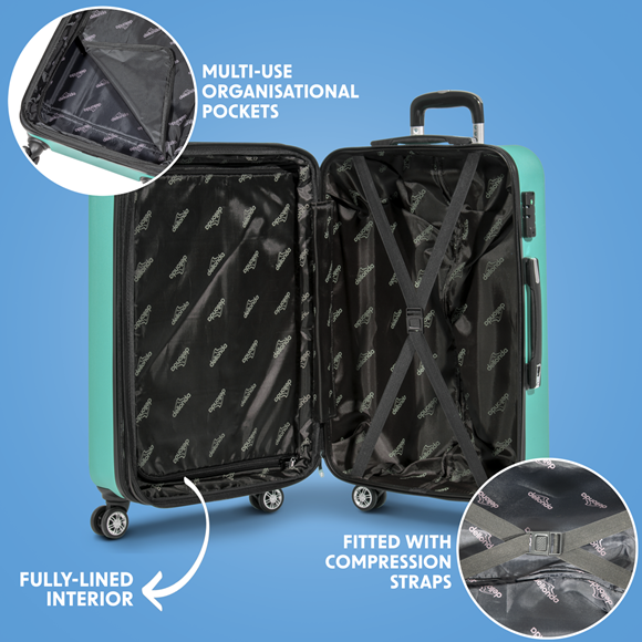 Sealey | Dellonda Lightweight ABS Luggage Set with TSA Lock - Teal - DL126