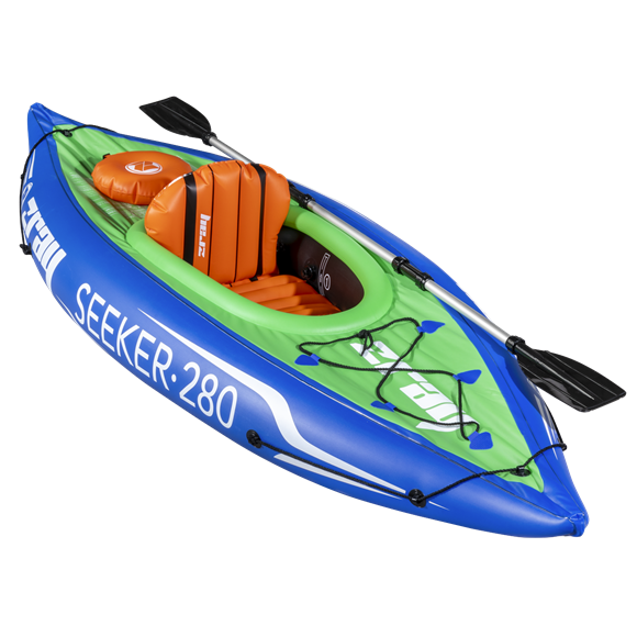 Sealey | Dellonda Inflatable One Person Kayak/Canoe Set with Pump, Carry Bag & Aluminium Oar - Blue/Green - DL154