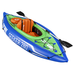 Sealey | Dellonda Inflatable One Person Kayak/Canoe Set with Pump, Carry Bag & Aluminium Oar - Blue/Green - DL154