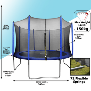 Sealey | Dellonda Heavy-Duty Outdoor Trampoline with Safety Enclosure Net 12ft - DL69