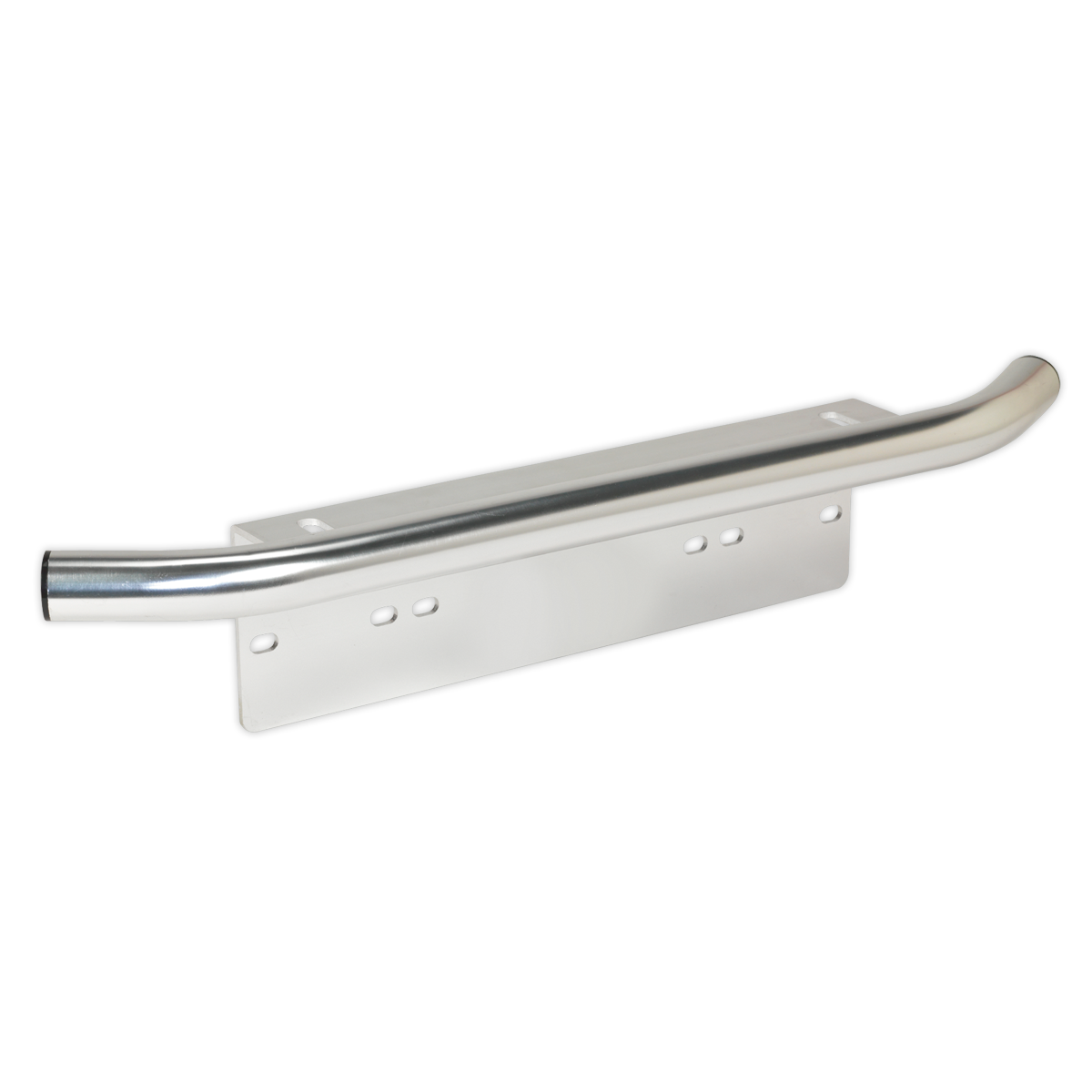 The Sealey Universal Light Mounting Bracket Including Bar - Numberplate Fitting (Model DLB02) features a cylindrical bar design with multiple mounting holes, ensuring seamless integration with driving lamps.