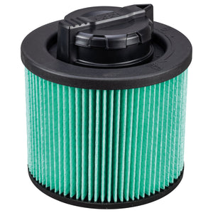 The D?WALT HEPA Cartridge Filter - SIP-DXVC4003 by SIP features green pleated paper and a black plastic cap on top, offering 99.97% efficiency.