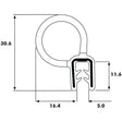 A cross-sectional diagram of the Door Rubber (Sparex Part No. S.101091) showcases its overall height of 30.6 mm and width of 16.4 mm. The clamp section measures 11.6 mm in height and 5.0 mm in width, making it an ideal Sparex component that meets OEM specifications.
