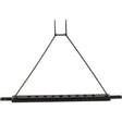 Black metal bicycle wall rack built by Sparex featuring a triangular frame and nine mounting holes for secure installation. The Drawbar Hitch System (Cat. 1) has an overall height of 730mm, designed for optimal bike storage. Sparex Part No.S.144790.