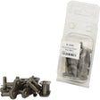 A Sparex Drive Chain Repair Kit (12B-1) - S.14491 is shown, with some metal parts loose in front and the rest enclosed in a clear plastic package. The package, labeled with product details, ensures easy identification of the Simplex roller width components inside.