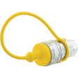 The Sparex Faster Dust Plug Yellow PVC (TM Series TM12LG, Sparex Part No.S.112779) is designed for a 1/2'' female coupling and includes a yellow cap with an attached loop.