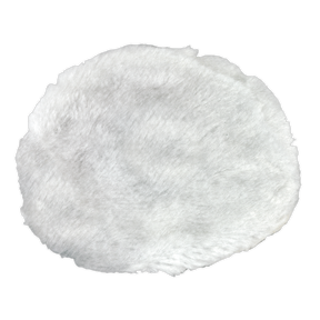 White furry round rug with an uneven edge, set against a plain background, perfect for showcasing your Sealey Terry Bonnet 150mm for ER150P (Model No. ER150P.TB) polisher.
