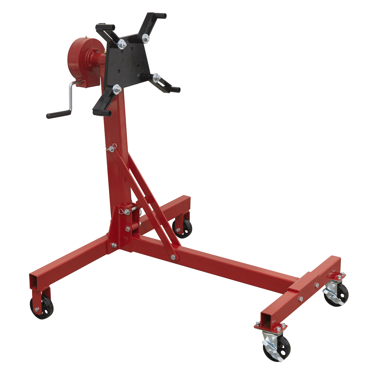 Folding 360º Rotating Engine Stand with Geared Handle Drive, 450kg Capacity - ES480D - Farming Parts