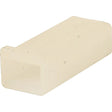 A Sparex Electrical Connector Housing Female 1 Pole (Part No. S.13574) is a rectangular, cream-colored plastic block with a hollow center designed as a connector housing.