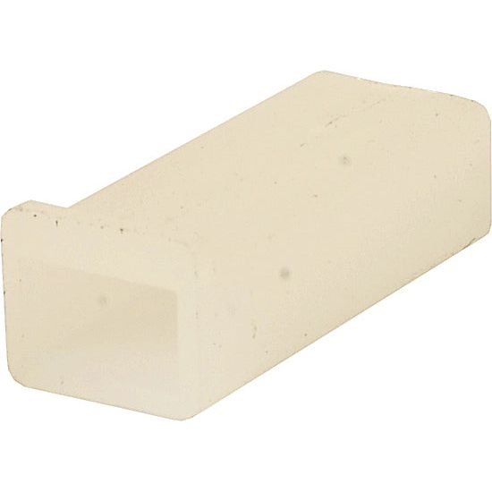 A Sparex Electrical Connector Housing Female 1 Pole (Part No. S.13574) is a rectangular, cream-colored plastic block with a hollow center designed as a connector housing.