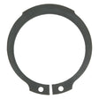 The Sparex External Circlip, 38mm (DIN 471), black and made of metal, features two flat ends and two holes near the opening, designed for securing components in mechanical assemblies.