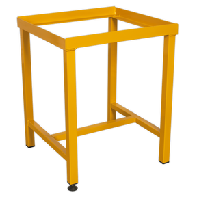 The Sealey Floor Stand for FSC04 - FSC04ST is a yellow metal frame stool featuring four legs, an open rectangular top, and a powder-coated finish for enhanced durability.