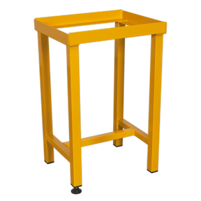 A robust yellow metal stand with four legs, branded as Sealey’s Floor Stand for FSC06 - FSC06ST, featuring a square opening at the top designed to support objects.