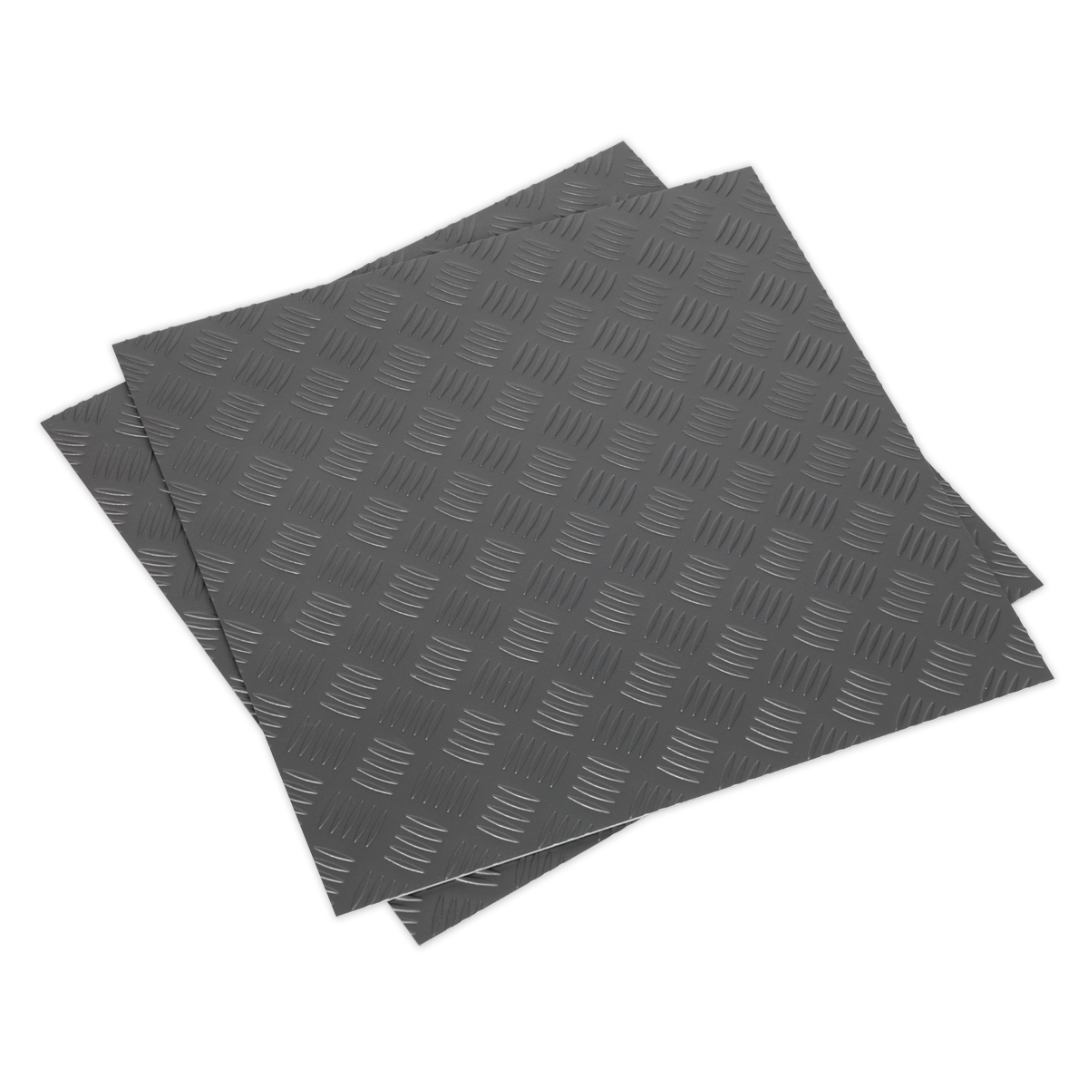 Vinyl Floor Tile with Peel & Stick Backing - Silver Treadplate Pack of 16 - FT1S - Farming Parts