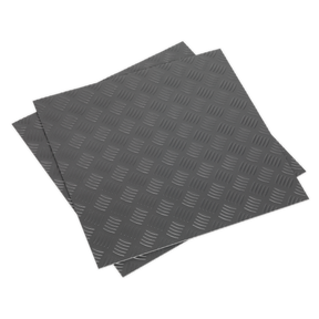 Vinyl Floor Tile with Peel & Stick Backing - Silver Treadplate Pack of 16 - FT1S - Farming Parts
