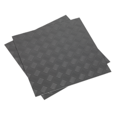 Vinyl Floor Tile with Peel & Stick Backing - Silver Treadplate Pack of 16 - FT1S - Farming Parts