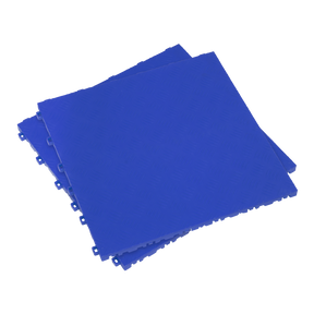 Sealey Polypropylene Floor Tile 400 x 400mm - Blue Treadplate - Pack of 9 (FT3BL), crafted from heavy-duty polypropylene, designed for use in various flooring applications, including garage environments.