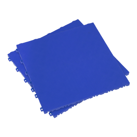 Polypropylene Floor Tile 400 x 400mm - Blue Treadplate - Pack of 9 - FT3BL - Farming Parts