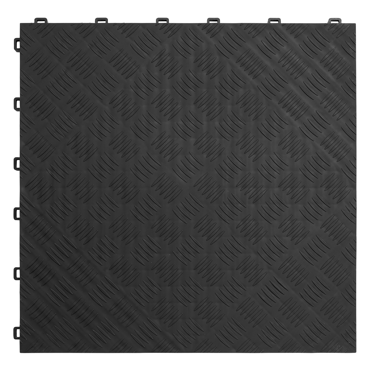 Polypropylene Floor Tile 400 x 400mm - Black Treadplate - Pack of 9 - FT3B - Farming Parts