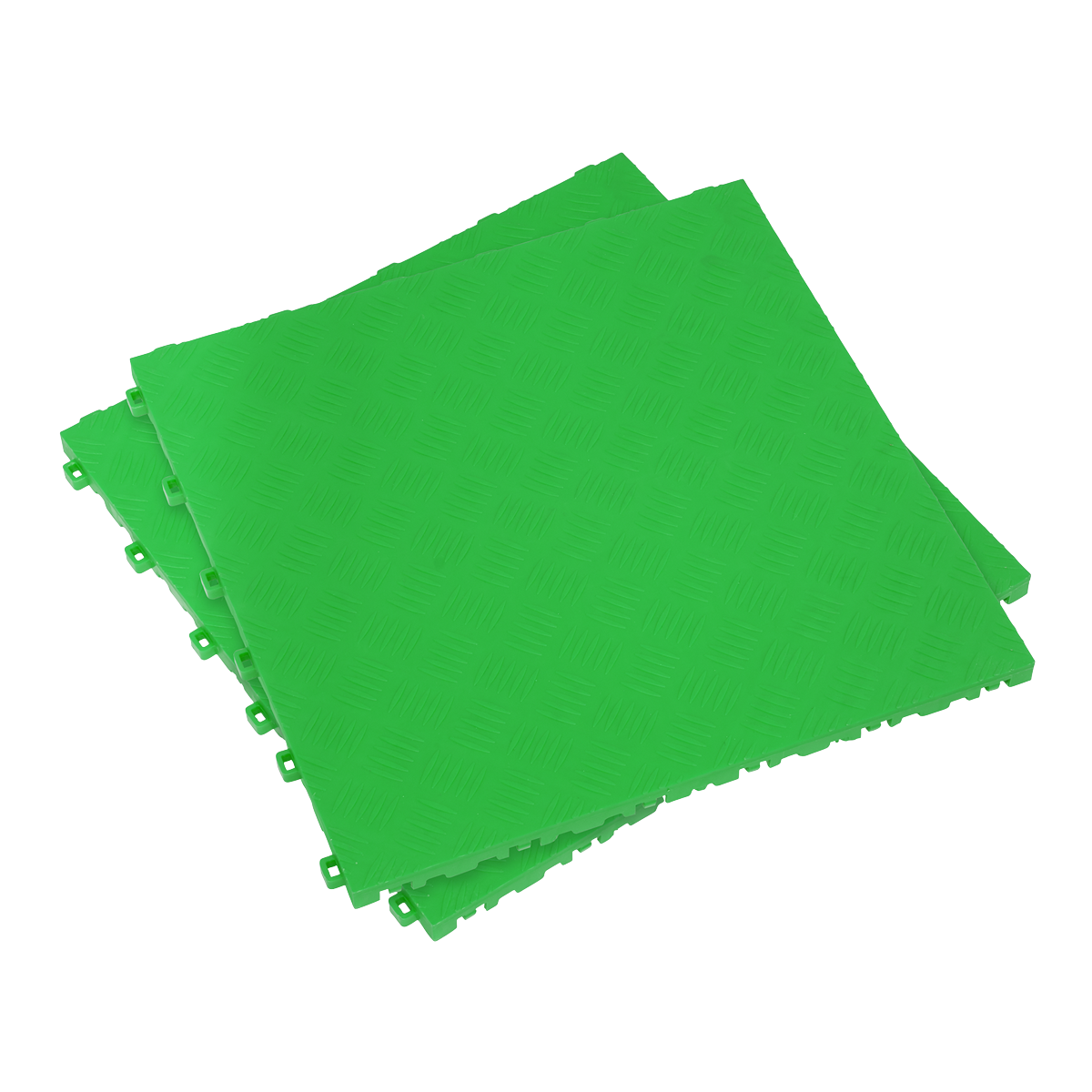 Polypropylene Floor Tile - Green Treadplate 400 x 400mm - Pack of 9 - FT3GR - Farming Parts