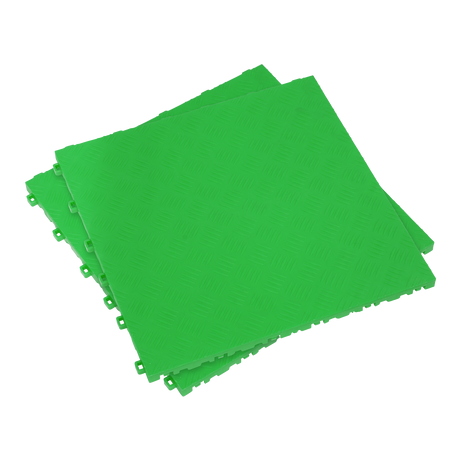 Polypropylene Floor Tile - Green Treadplate 400 x 400mm - Pack of 9 - FT3GR - Farming Parts